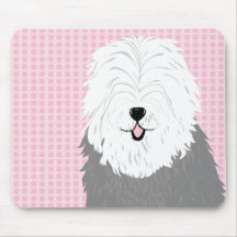 Gammal engelsk Sheepdog (med dolda ögon) Mus Matta