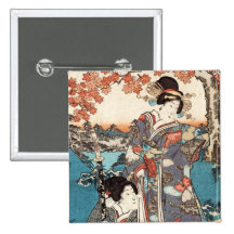 Gammal rulla för kall japansk vintageukiyo-egeisha knapp