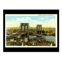 Gammal vykort - New York City, Brooklyn överbrygga