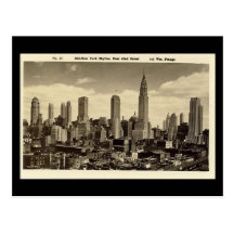 Gammal vykort, New York City horisont