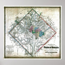 Gammal Washington District of Columbiakarta 1862 Affisch