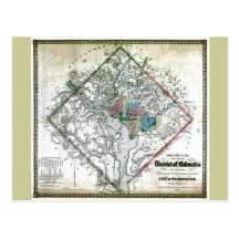 Gammal Washington District of Columbiakarta 1862 Vykort