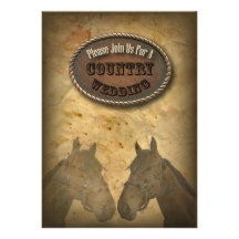 gammal western Cowboylandsbyggsbröllopinbjudan