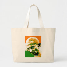 Gandhi i orangegrönt och vit med flagga kasse