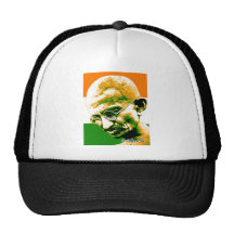 Gandhi i orangegrönt och vit med flagga baseball hat