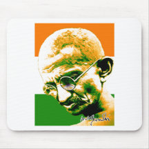 Gandhi i orangegrönt och vit med flagga mus mattor