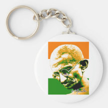 Gandhi i orangegrönt och vit med flagga nyckel ringar