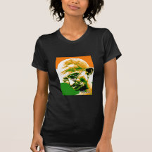 Gandhi i orangegrönt och vit med flagga t shirt