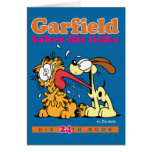 Garfield tar hans aningar noterar kortet