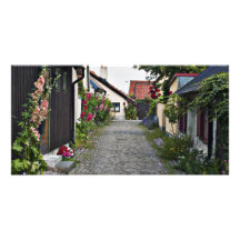 Gata i den gammala Visby sverigen Anpassingsbara Fotokort