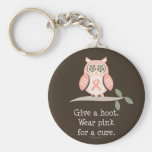 Ge en dyft den rosa bandugglan Keychain Nyckelringar