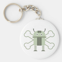 geeky robot och crossbones nyckel ring