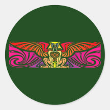 geflügelte Katze Bastet Sphinx winged cat Runder Aufkleber