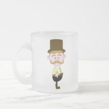 Gentleman med mustasch och den bästa hatten muggar