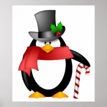 Gentlemanpingvin med top hat och candy cane affischer