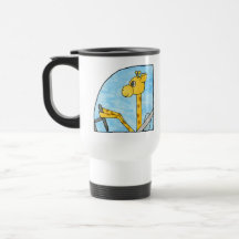 Giraff som kör en bil kaffe mugg