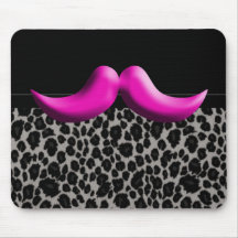 Girly Trendy Animal Print Pink Mustache Mousepads