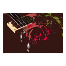 Gitarr och röd ros konstfoto