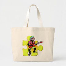 Gitarr som leker apan tote bags