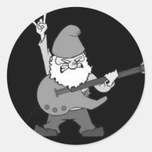 GitarrhjälteGnome Rund Klistermärke