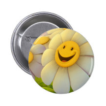 Gladlynt blommaleende knapp med nål