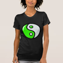Glansiga gröna Yin Yang balanserar in Tee Shirt