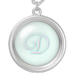 Glass Monogramhalsband för blått - brev D