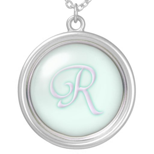 Glass Monogramhalsband för blått - brev R
