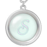Glass Monogramhalsband för blått - brev S