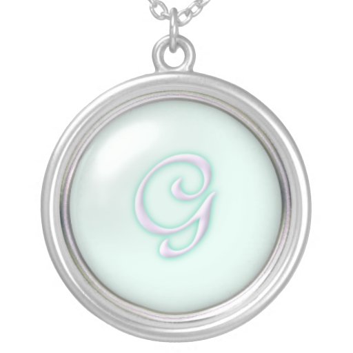 Glass Monogramhalsband för blått - brevG