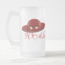 Glass mugg för högväxt röd hattvarning