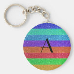 Glitter för Monogramregnbågerandar Nyckelringar
