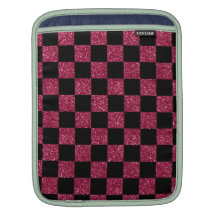 Glitter pink and black checkered pattern sleeves for iPads