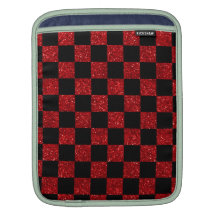Glitter red and black checkered pattern iPad sleeve