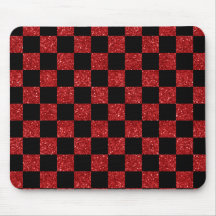 Glitter red and black checkered pattern mouse pads