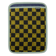 Glitter yellow and black checkered pattern sleeve for iPads