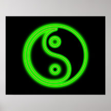 Glödande grön Yin Yang affisch