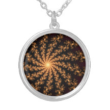 Glödande guld- Fractalexplosion på Burgundy Skräddarsydda Halsband