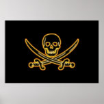 Glödande Jolly Roger piratflagga Posters