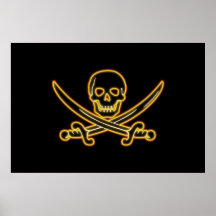 Glödande Jolly Roger piratflagga Posters
