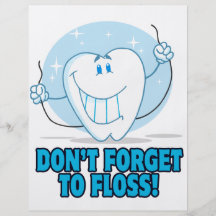 glöm inte att floss den flossing tecknadtanden flygblad