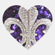 GnistrajuvelFleur De Lis Sequins lilor Hjärtformade Klistermärken