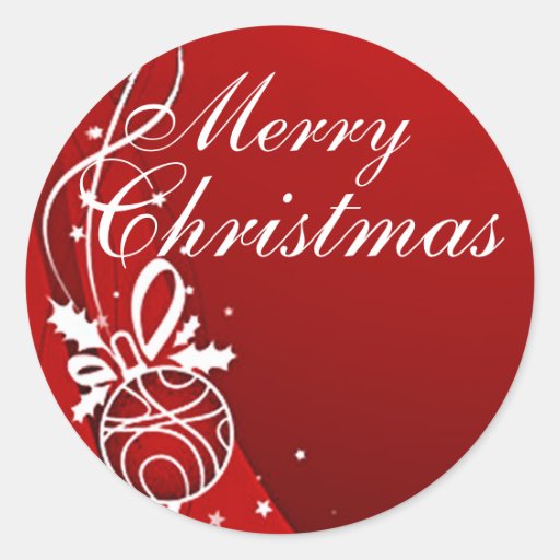 GOD JUL i RÖTT av SHARON SHARPE Rund Klistermärke