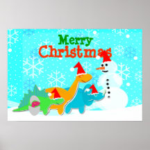 God jul snögubbe & Dinosaursaffisch