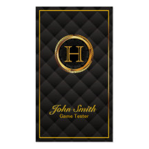Gold Monogram Game Testing Business Card