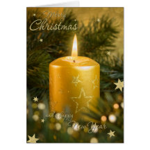 Golden Christmas Candle Grußkarten