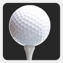 Golfboll och utslagsplats på den skräddarsy Svarte Fyrkantigt Klistermärke