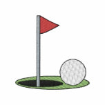 Golfboll på grönt polo tröja
