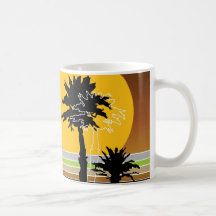 Görar randig den tropiska Retro strandsolnedgången Kaffe Koppar