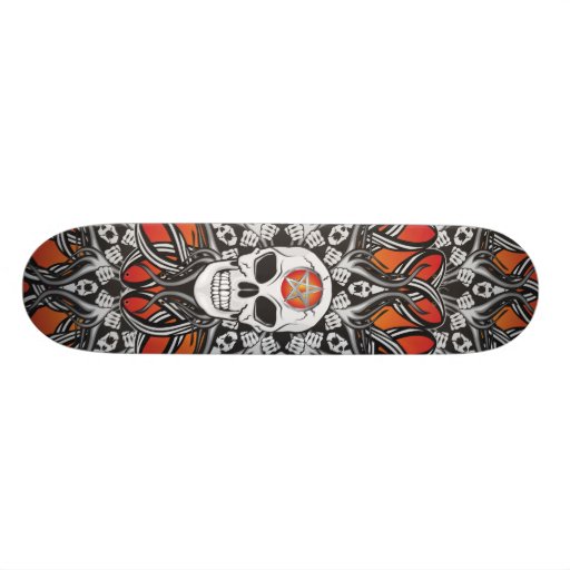 Gotisk döskallar - orange skateboard deck